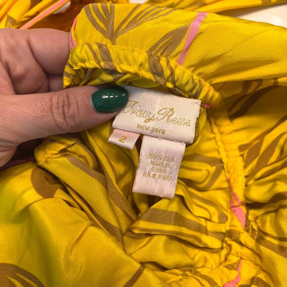 Tracy Reese Yellow Tropical Print Silk Maxi Dress Size 2 - Picture 5 of 8